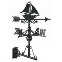 Cast Iron Sail Boat Weathervane Mounted on the Universal Bracket Horizontally
