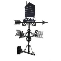 Sailboat with Chinese Junk Sail Weathervane Mounted