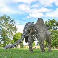 "Sambaku" Bronze Garden Elephant Sculpture in Use in the Garden