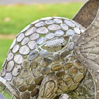 Close-up of the Detail on the Head of the "Sambaku" Bronze Garden Elephant Sculpture