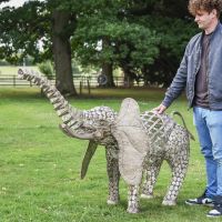 "Sambaku" Bronze Garden Elephant Sculpture to Scale