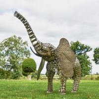 "Sambaku" Bronze Garden Elephant Sculpture in Situ