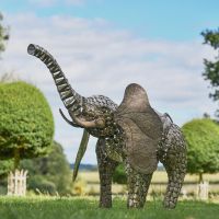 "Sambaku" Bronze Garden Elephant Sculpture in Use in the Garden