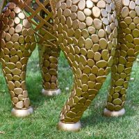 Close-up of the Legs on the "Sambaku" Gold Garden Elephant Sculpture