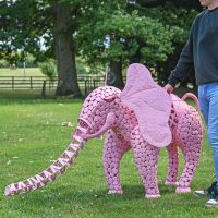 "Sambaku" Pink Garden Elephant Sculpture to Scale