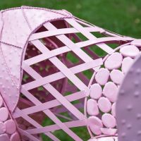 Details on the Back of the "Sambaku" Pink Garden Elephant Sculpture Details on the Back of the "Sambaku" Pink Garden Elephant Sculpture