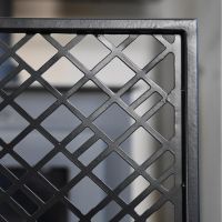 Close up of steel framework with black finish