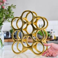 "Floating Bubbles" Wine Rack in Gold Finish 