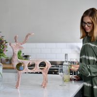 Copper "Stag" Wine Rack in Kitchen Setting  Copper "Stag" Wine Rack in Kitchen Setting