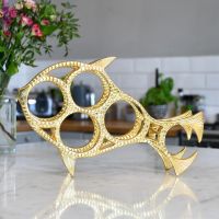 "Fish" Wine Rack in Gold Finish 