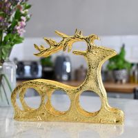 Gold "Laying Stag" Wine Rack in Kitchen Setting 