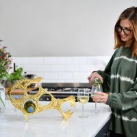 "Fish" Wine Rack in Gold Finish 
