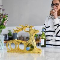 Gold "Laying Stag" Wine Rack in Kitchen Setting 