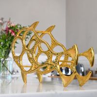 "Fish" Wine Rack in Gold Finish in Kitchen Setting 