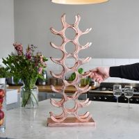 Copper Finish "Tree" Wine Rack in Kitchen Setting 