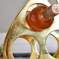 Close up of wine bottle in wine rack 