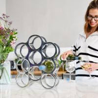 "Floating Bubbles" Wine Rack on Countertop and in Kitchen Setting  "Floating Bubbles" Wine Rack on Countertop and in Kitchen Setting