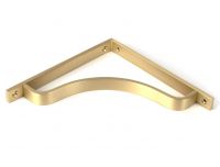Close-Up of Satin Brass "Arch-Way" Modern Shelf Bracket - 200mm x 200mm