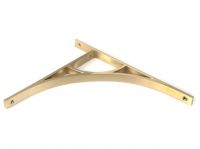 Close-Up of Satin Brass "Ascension" Arched Crescent Shelf Bracket - 314mm x 250mm