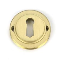 Situ Shot of Satin Brass "Circular" Art Deco Escutcheon - 53mm x 11mm Situ Shot of Satin Brass "Circular" Art Deco Escutcheon - 53mm x 11mm
