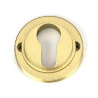 Situ Shot of Satin Brass "Circular" Euro Escutcheon - 53mm x 11mm