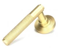 Satin Brass "Royale" Beehive Concealed Door Handle on Rose Set Satin Brass "Royale" Beehive Concealed Door Handle on Rose Set