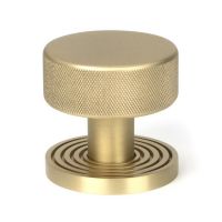 Satin Brass "Royale" Beehive Mortice Rim Knob Set - 63mm in Situ