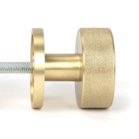 Close-Up of Satin Brass "Royale" Mortice Rim Knob Set - 63mm