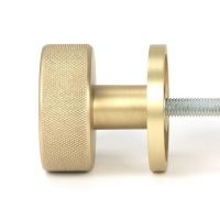 Close-Up of 63mm Satin Brass "Royale" Mortice Rim Knob Set