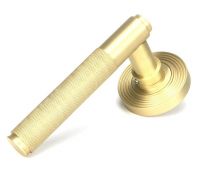 Satin Brass "Royale" Unsprung Beehive Door Handle on Rose Set  Satin Brass "Royale" Unsprung Beehive Door Handle on Rose Set