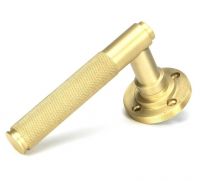 Satin Brass "Royale" Unsprung Door Handle on Rose Set in Situ Satin Brass "Royale" Unsprung Door Handle on Rose Set in Situ