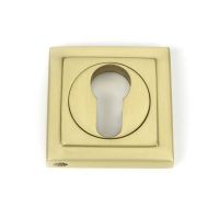 Satin Brass "Squared" Traditional Euro Escutcheon - 53mm x 11mm Satin Brass "Squared" Traditional Euro Escutcheon - 53mm x 11mm
