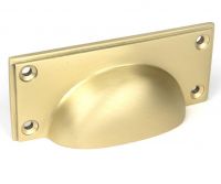 Satin Brass Art Deco Rectangular Drawer Pull - 100mm x 42mm Satin Brass Art Deco Rectangular Drawer Pull - 100mm x 42mm