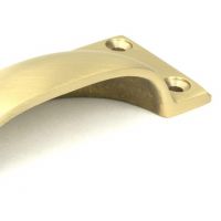 Close-Up of Satin Brass Art Deco Rectangular Drawer Pull - 100mm x 42mm Close-Up of Satin Brass Art Deco Rectangular Drawer Pull - 100mm x 42mm