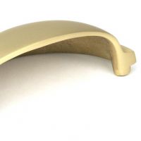 Close-Up of Satin Brass Concealed Drawer Pull - 85mm x 40mm