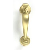 Situ Shot of Satin Brass Doctor"s Style Door Knocker - 196mm x 69mm