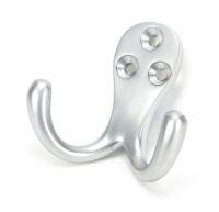 Satin Chrome Double Pronged Coat Hook