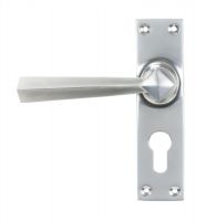 Satin Chrome Lever Euro Door Handle Front Satin Chrome Lever Euro Door Handle Front