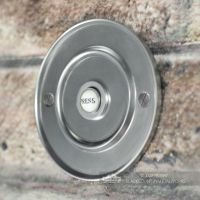 Satin Chrome Sovereign Park Classic Bell Push Fitted To Brick Wall Satin Chrome Sovereign Park Classic Bell Push Fitted To Brick Wall