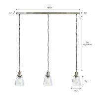 Satin Nickel Steel Trio Domed Cone Hanging Lights Dimensions