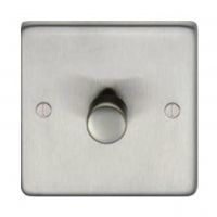 Single Dimmer Light Switch Finished in a Satin Stainless Steel