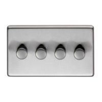 Quad Dimmer Light Switch Finished in a Satin Stainless Steel Quad Dimmer Light Switch Finished in a Satin Stainless Steel