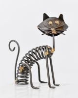 Recycled Metal Sitting Cat Sculpture