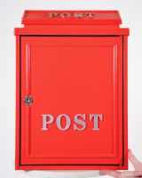 The Red "Oxford" Wall Mounted Post Box with Gold Detailing With Hand in Shot for Scale The Red "Oxford" Wall Mounted Post Box with Gold Detailing With Hand in Shot for Scale