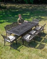 The "Sommelier" 8-Seater Outdoor Dining Set - Antique Copper Table Full Set Scale Shot The "Sommelier" 8-Seater Outdoor Dining Set - Antique Copper Table Full Set Scale Shot
