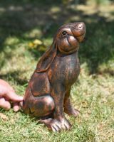 Scale image of Bronze Stargazing Rabbit Garden Sculpture - Large