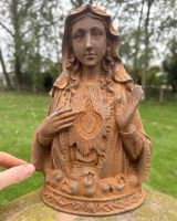 Scale image of Rustic Cast Iron Sacred Heart Madonna Sculpture  Scale image of Rustic Cast Iron Sacred Heart Madonna Sculpture