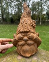 Scale image of Rustic Cast Iron "Silas" the See No Evil Gnome Sculpture