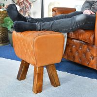 Scale image of tan leather stool