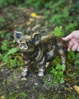 Scale image of brushed gold pig outdoor statue